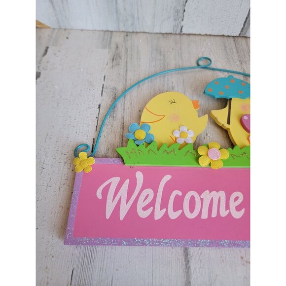 Easter Welcome spring chick April shower hanging decor - Picture 2 of 7